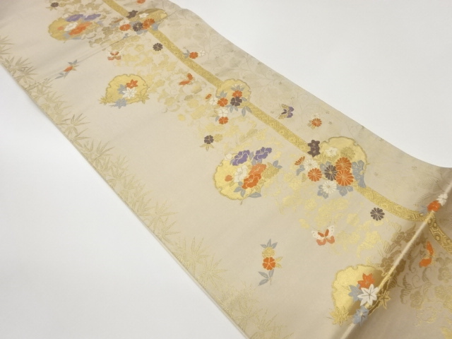JAPANESE FUKURO OBI / WOVEN BUTTERFLY & FLOWERS